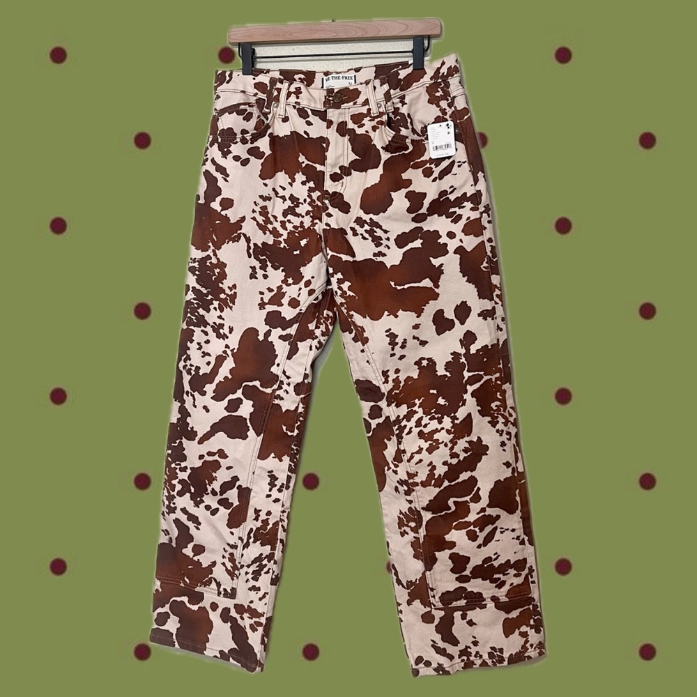 Free People Cow Print Jeans